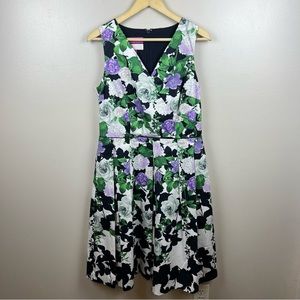 Talbots Oprah Collection Fit and Flare Dress Size 10 Floral V-Neck Sleeveless